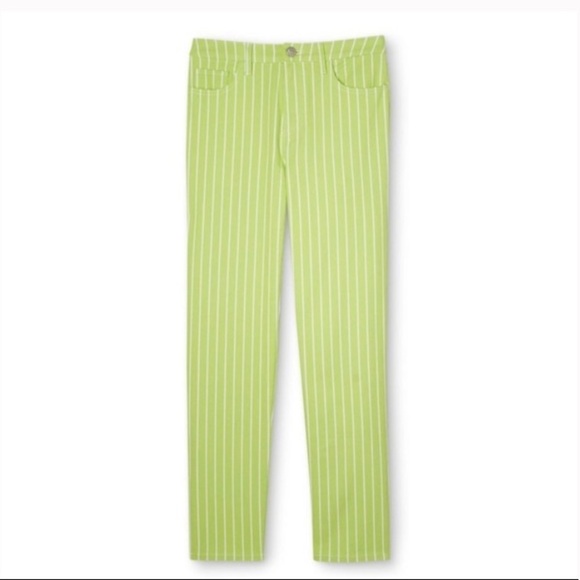 Victor Glemaud X Target Lime Green High Rise Pinstripe Straight Leg Jeans ah. - Picture 4 of 8